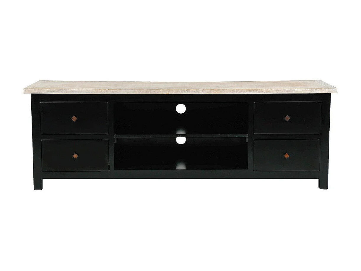 Meuble TV en acajou massif et teck 180 cm