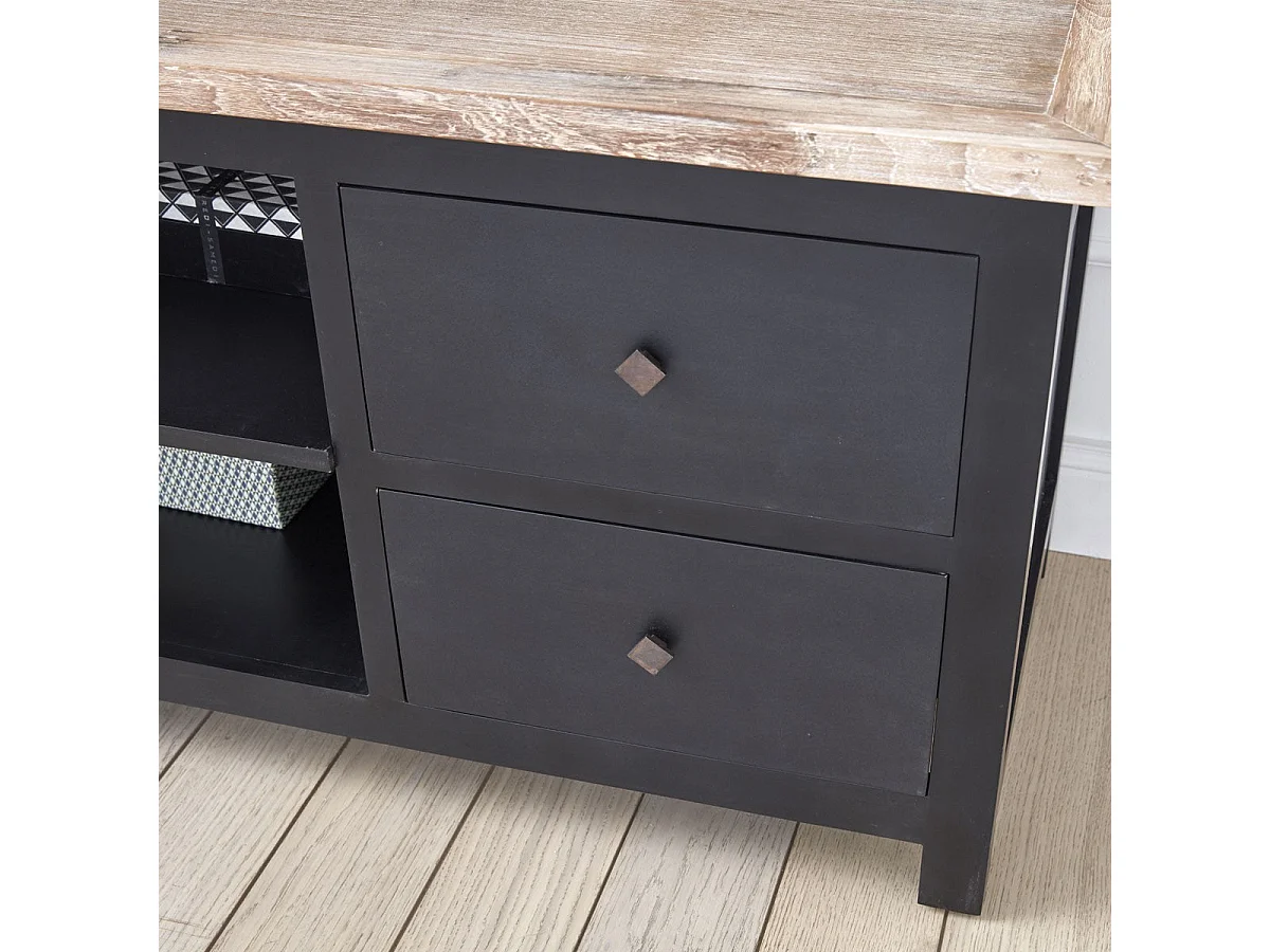 Meuble TV en acajou massif et teck 180 cm