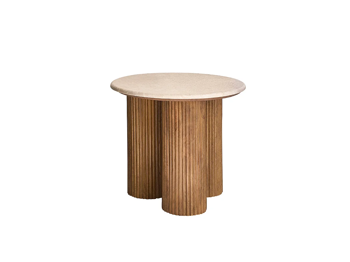 Table d'appoint en bois de manguier et marbre
