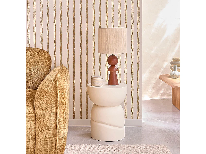 Tavolino d'appoggio in mango massello con effetto cemento