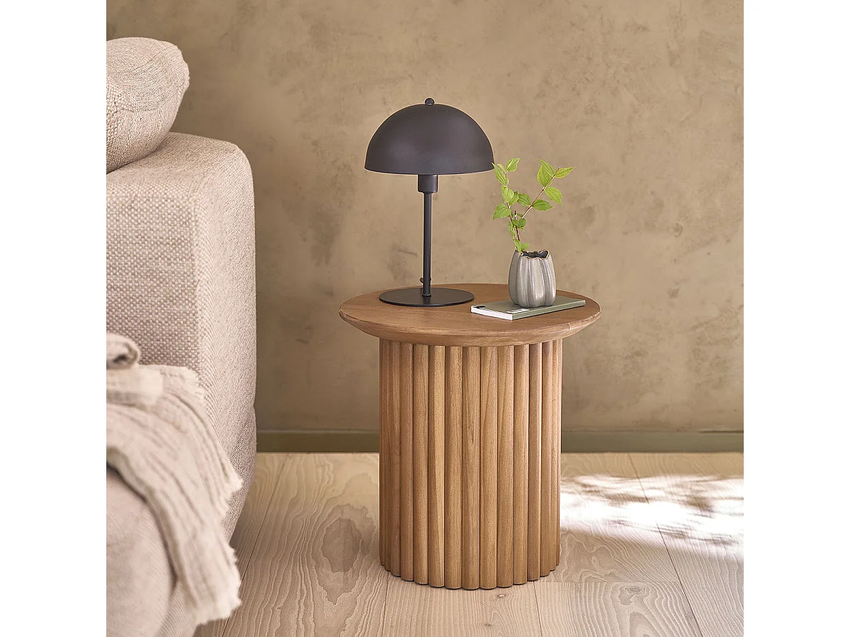 Tavolino in teak massello rotondo