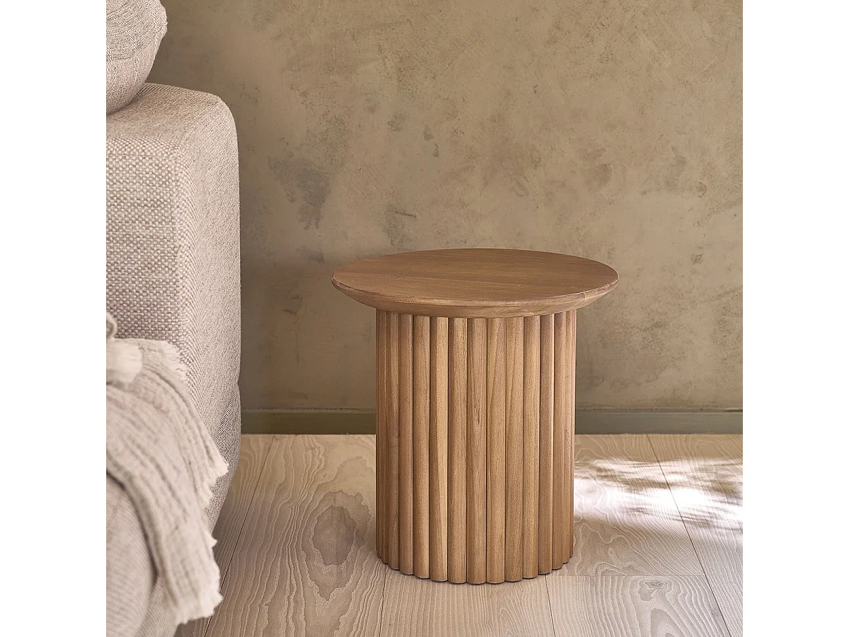 Tavolino in teak massello rotondo