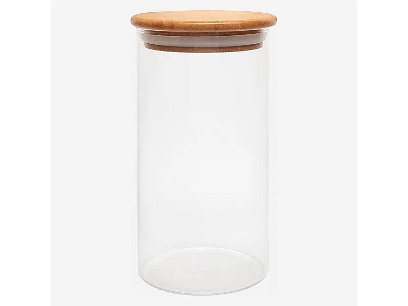 Habitat - Bocal en verre et bambou - 10 x 20 cm (Lot de 12) - Ferm