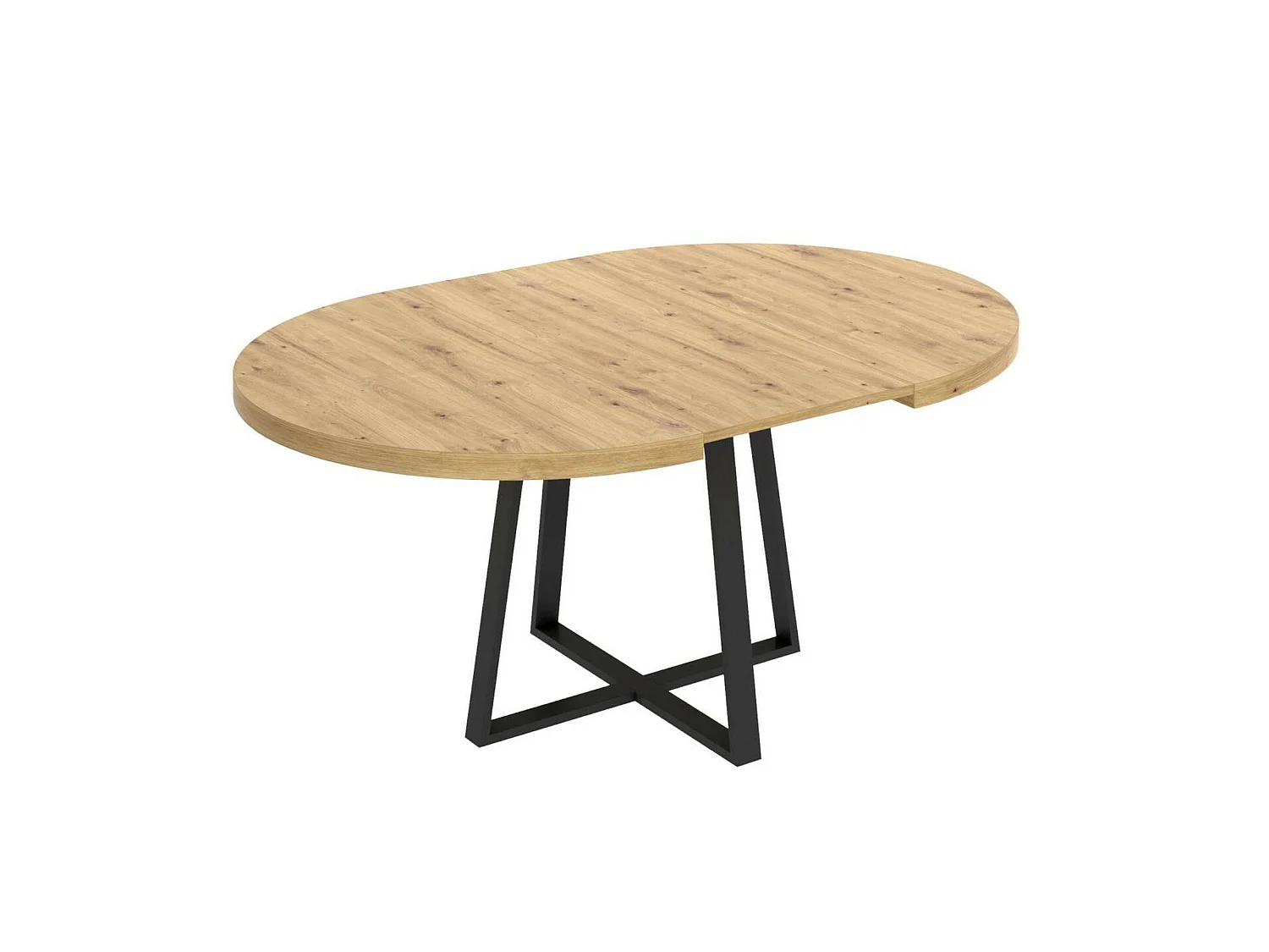 Ausziehbarer-Tisch Dazz, runde ausziehbare Konsole, ovaler Mehrzweck-Esstisch, 110/158 x 110 x 77 cm, Nodi-Eiche