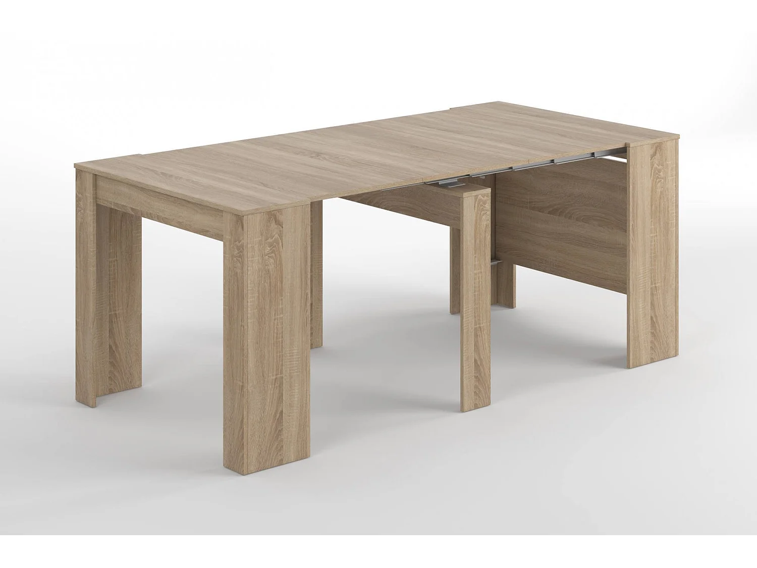 Console Diluna, Table à manger extensible, Table avec rallonges polyvalentes extensible jusqu'à 10 places, 51/237x90h78 cm, Chêne