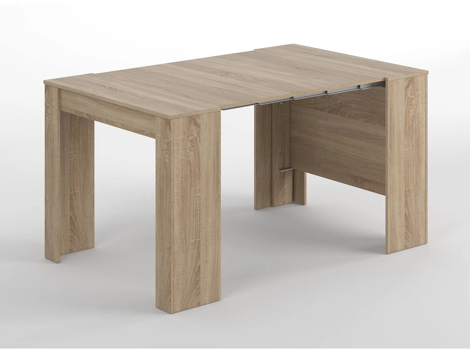 Consola Diluna, Mesa de comedor extensible, Mesa con extensiones multiusos que se puede extender hasta 10 asientos, 51/237x90h78 cm, Roble