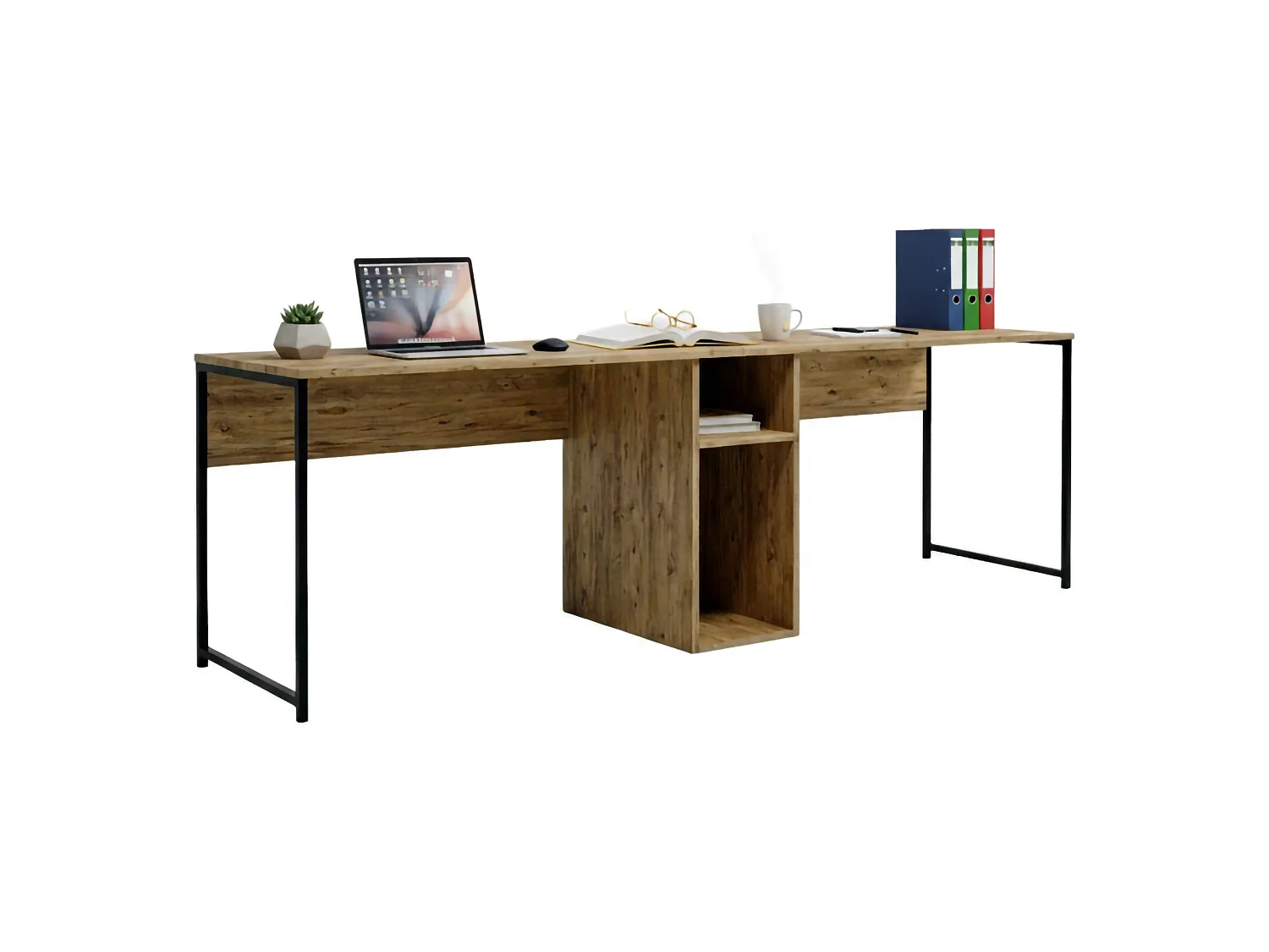 Bureau Annis, Pupitre polyvalent, Table de bureau pour PC, Plan de travail, 240x60h74 cm, Chêne