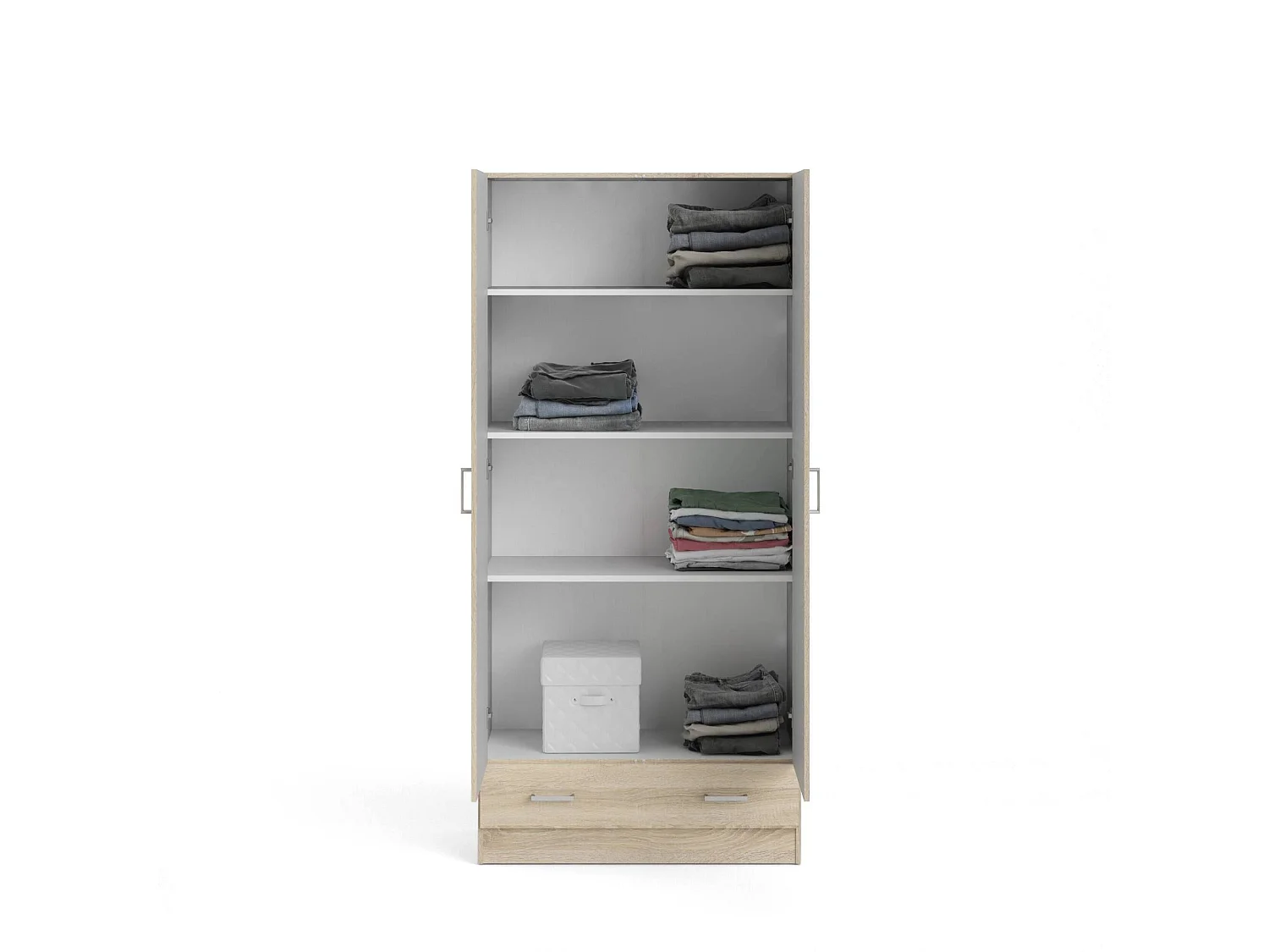 Garde-robe 2 portes Dsban, Meubles de chambre, Penderie de plain-pied, Placard à vêtements, 79x36 h170 cm, Chêne