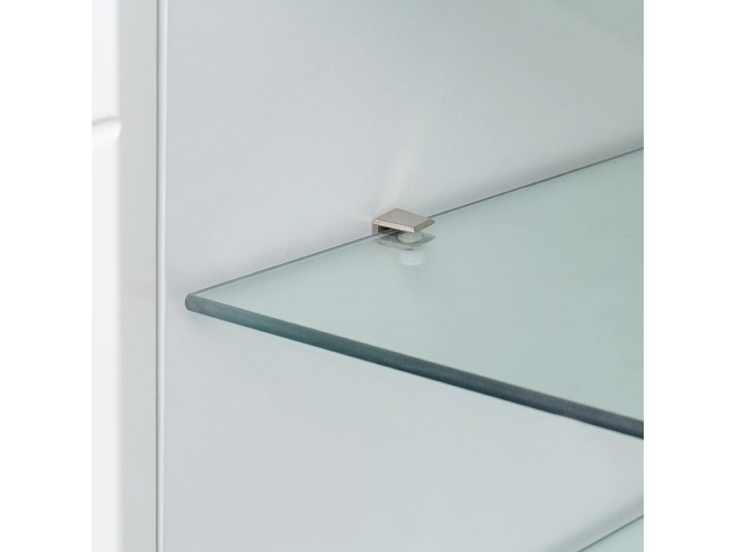 Meuble TV LED 160x38.5x60 cm 2 portes meuble de rangement en bois - étagères vitrées réglables - blanc