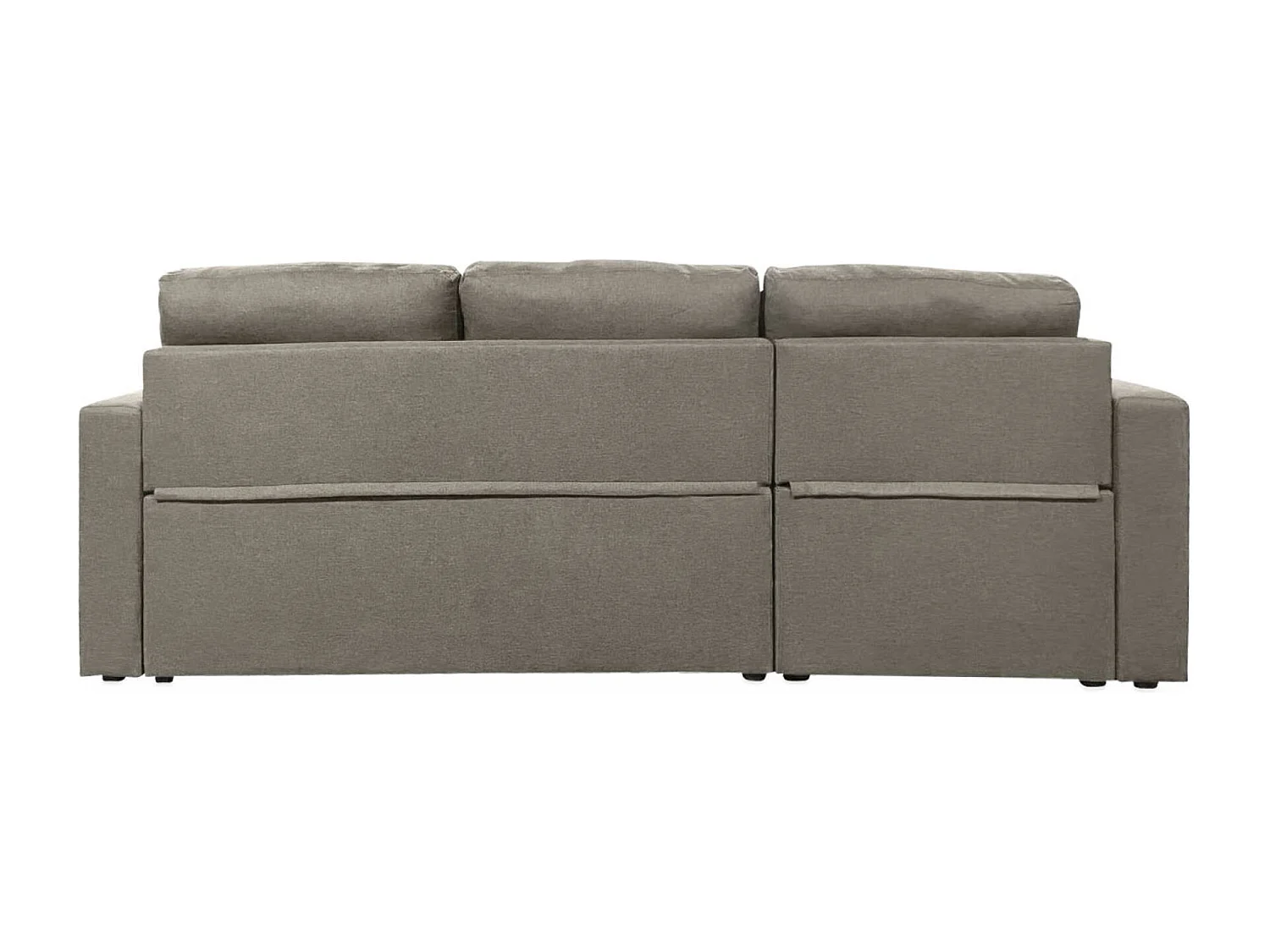 Canapé d'angle convertible en tissu marron - IDA - 3 places. fauteuil d'angle réversible coffre rangement lit modulable