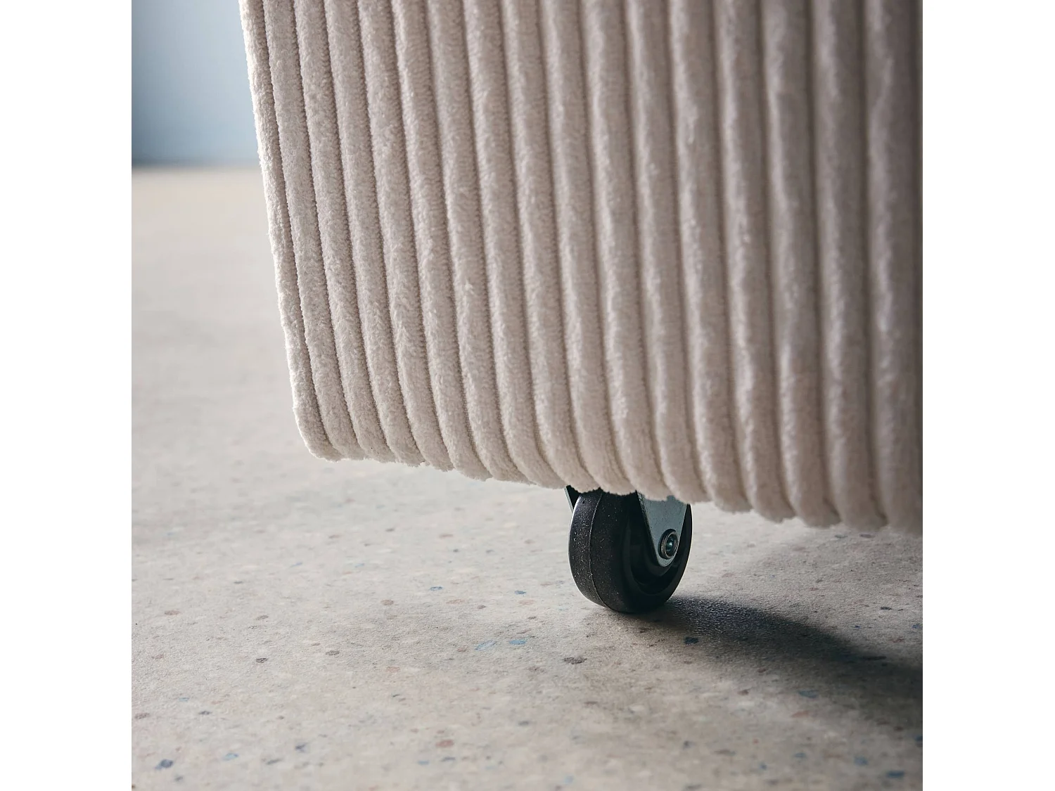 Canapé convertible arrondi 2 places velours côtelé blanc L 168 x P 90 x H 88cm - Lino