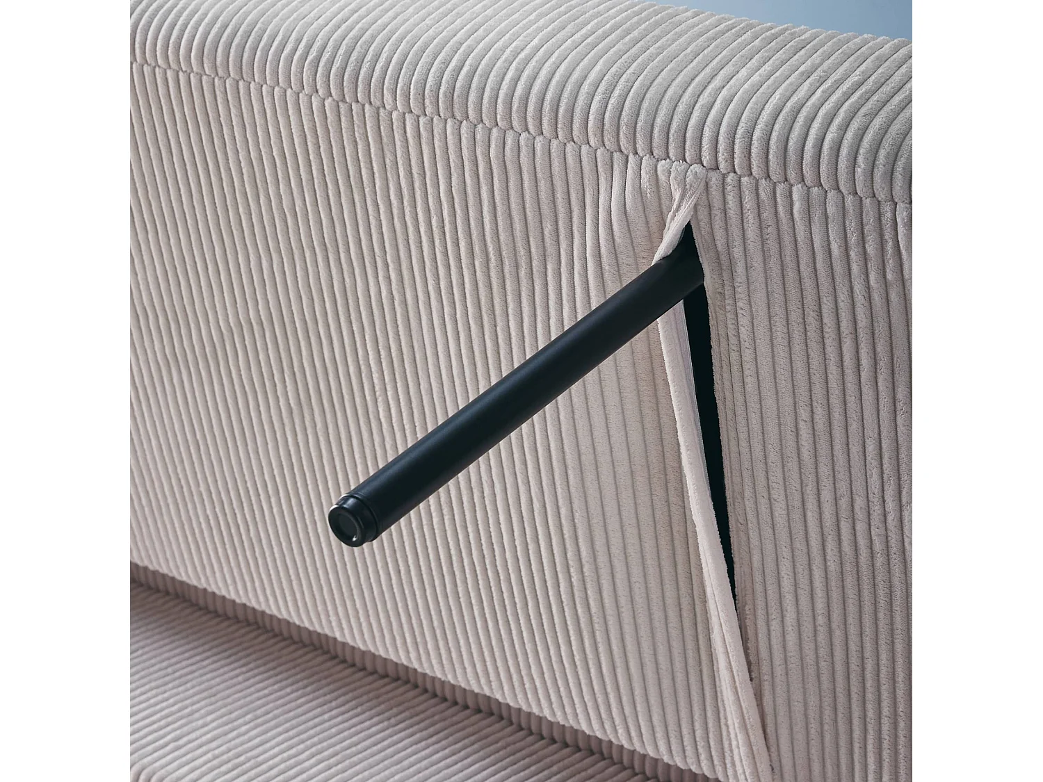 Canapé convertible arrondi 2 places velours côtelé blanc L 168 x P 90 x H 88cm - Lino