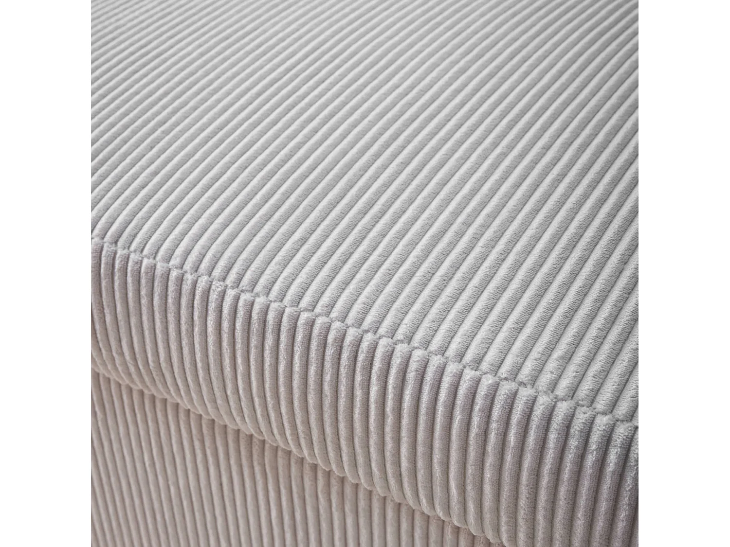 Divano letto arrotondato in velluto a coste, 2 posti, bianco