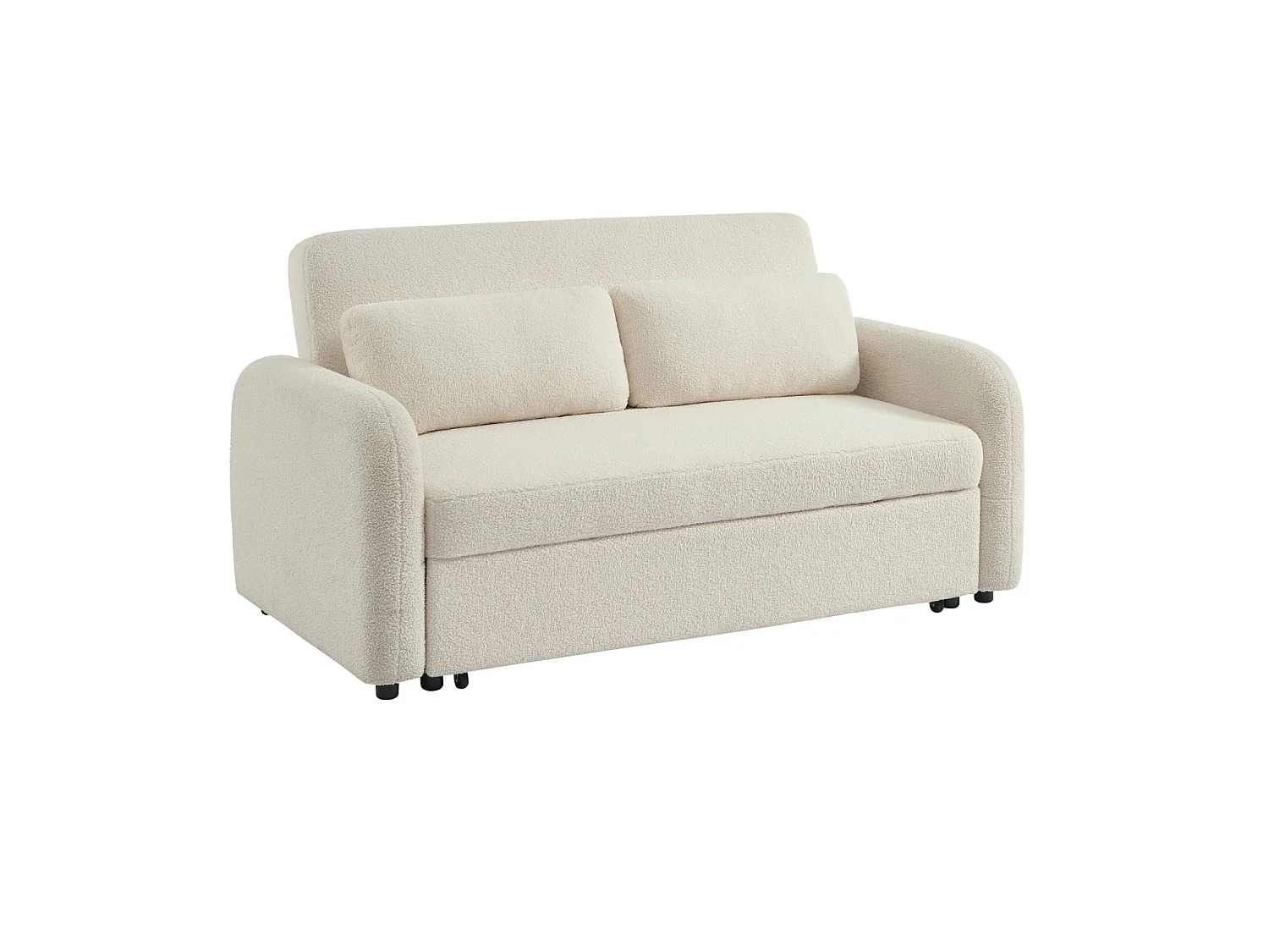 Canapé convertible express 2 places en tissu bouclette crème LINO