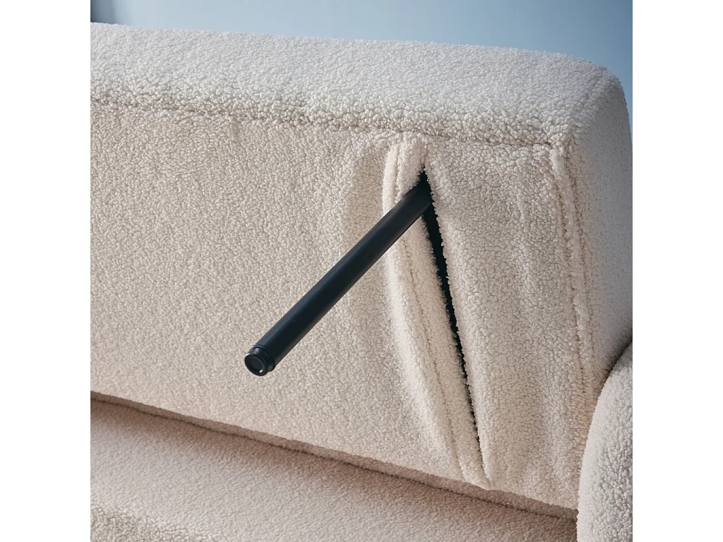 Canapé convertible express 2 places en tissu bouclette crème LINO