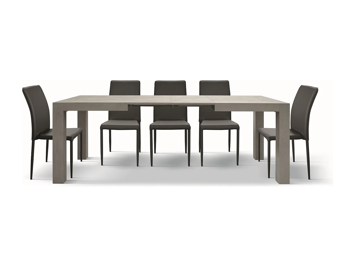 Mesa de madera, acabado gris cemento, extensible 160x90 - MARZAMEMI