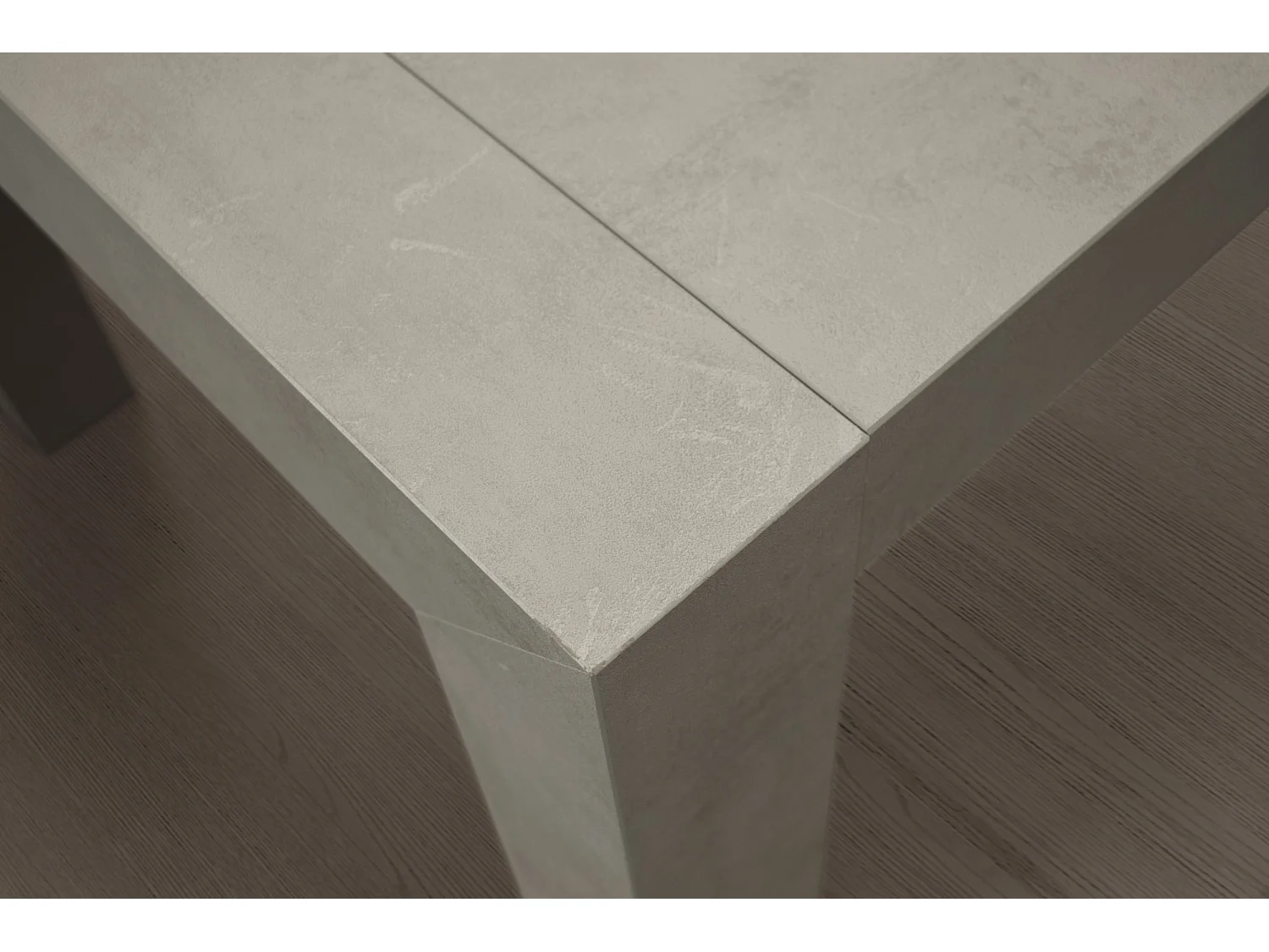 Mesa de madera, acabado gris cemento, extensible 160x90 - MARZAMEMI