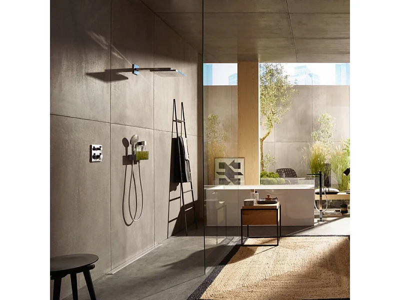 Lot robinet douche encastré thermostatique HANSGROHE Ecostat E + Douche de tête Raindance E 300