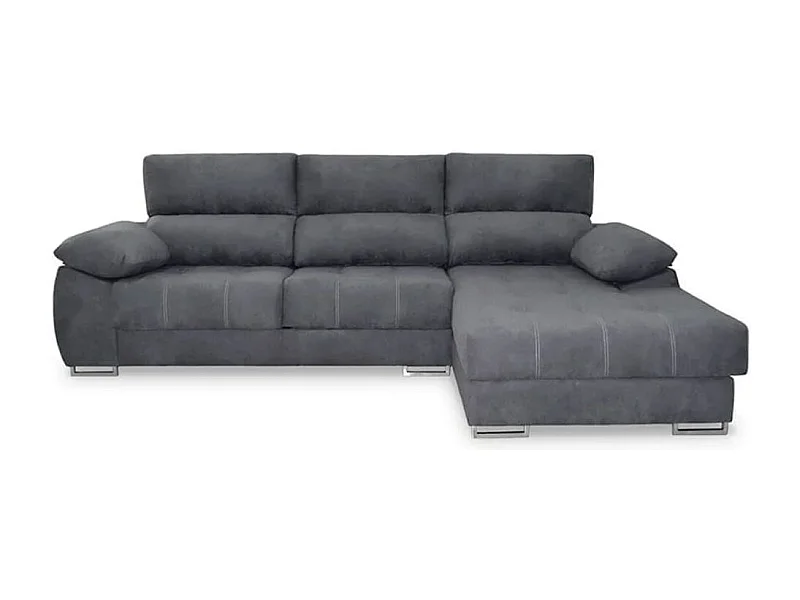 Sofá chaiselongue derecha Paolo 3 plazas con USB tela Opera antracita 300 cm