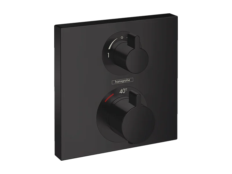 HANSGROHE Facade pour mitigeur thermostatique encastré Ecostat Square robinet d'arrêt et inverseur noir mat + Corps encastré