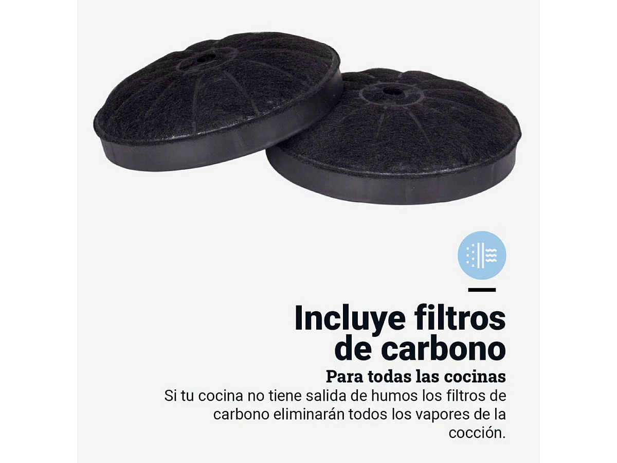 Campana piramidal Everest 6090B Universal Blue 120W 450m3/h C negro 90 cm