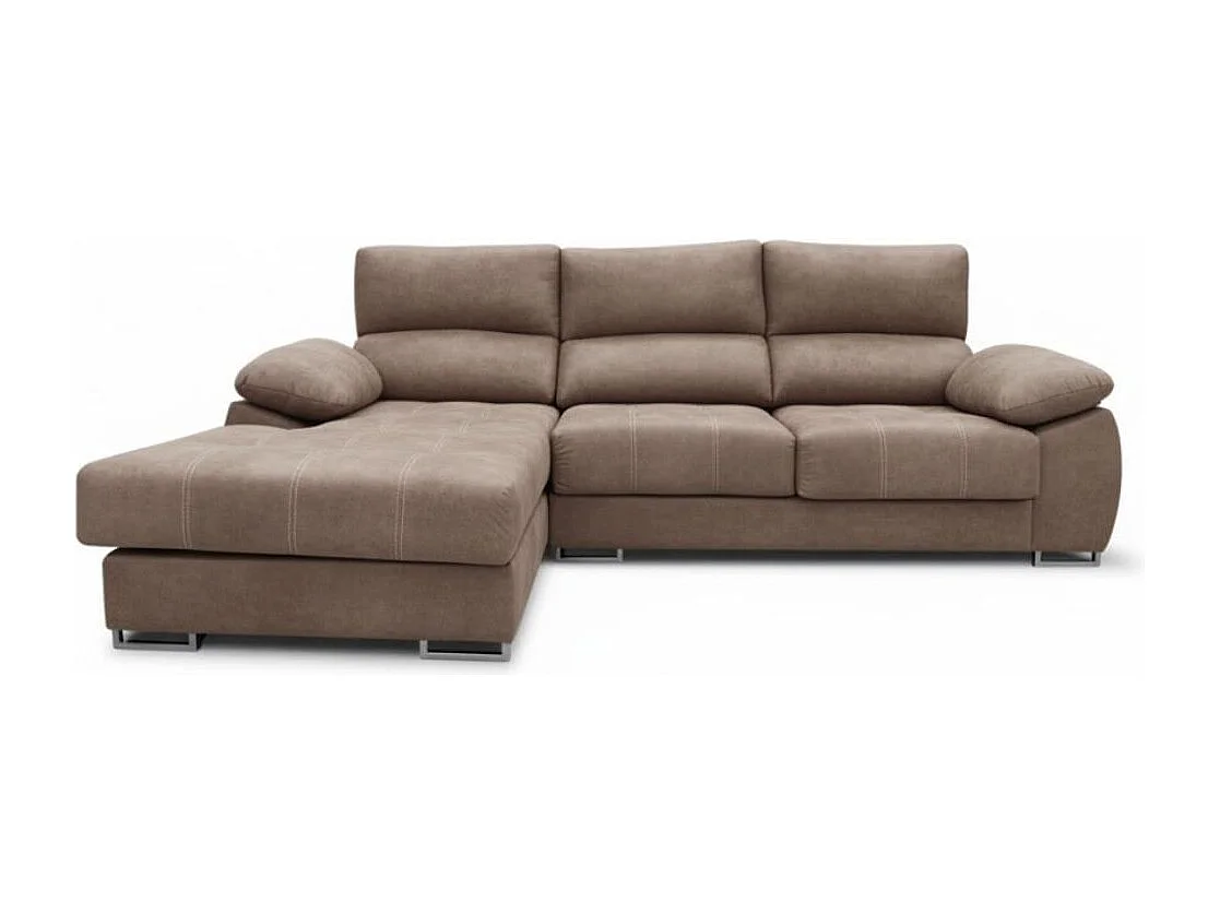 Sofá chaiselongue izquierda Paolo 3 plazas con USB tela Opera gris claro 300 cm