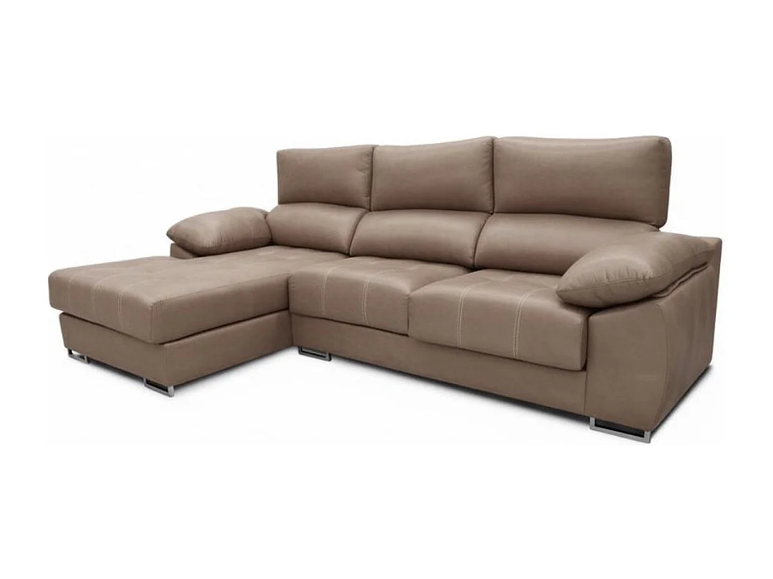 Sofá chaiselongue izquierda Paolo 3 plazas con USB tela Opera gris claro 300 cm