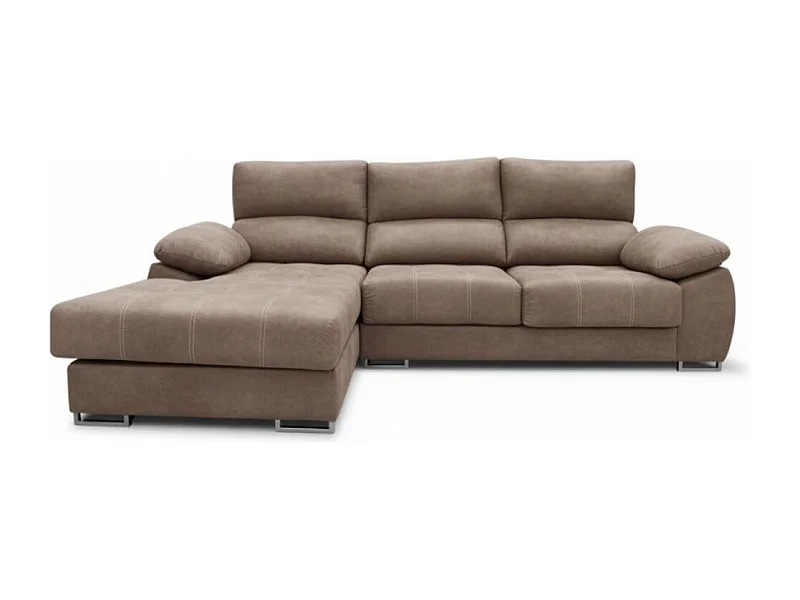 Sofá chaiselongue izquierda Paolo 3 plazas con USB tela Opera gris claro 300 cm