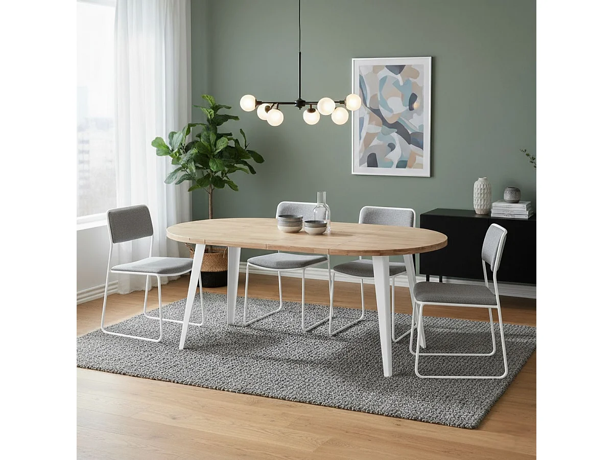 Mesa de comedor BergE redonda extensible nordish/blanco Ø100x76 cm Adec