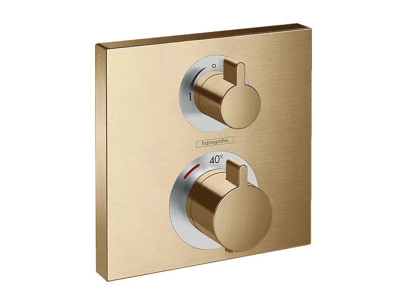 HANSGROHE Facade thermostatique encastré Ecostat Square avec robinet d'arrêt et inverseur bronze brossé + corps encastré