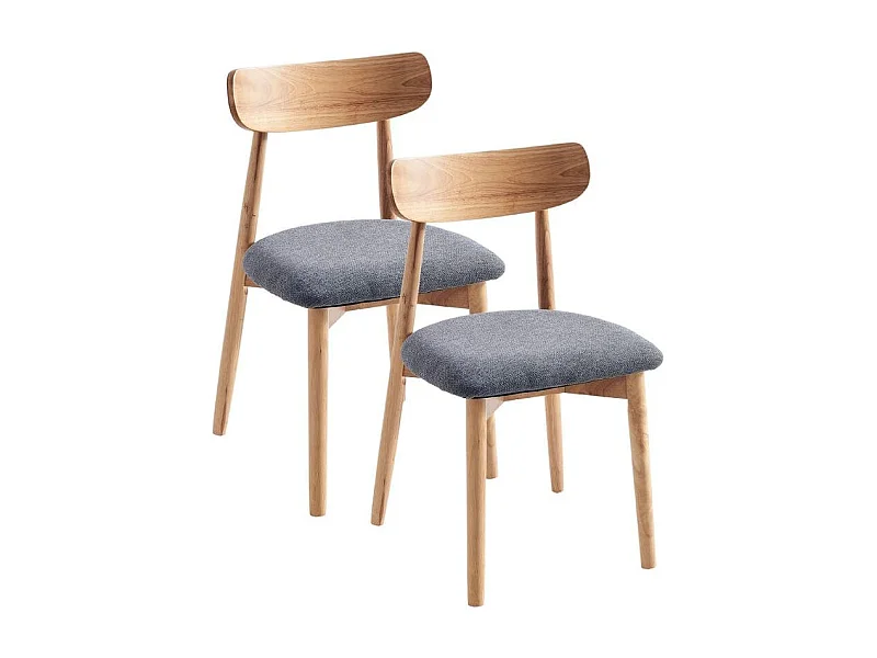 Pack de 2 sillas Shia asiento acolchado gris/natural 83x49x42 cm Adec