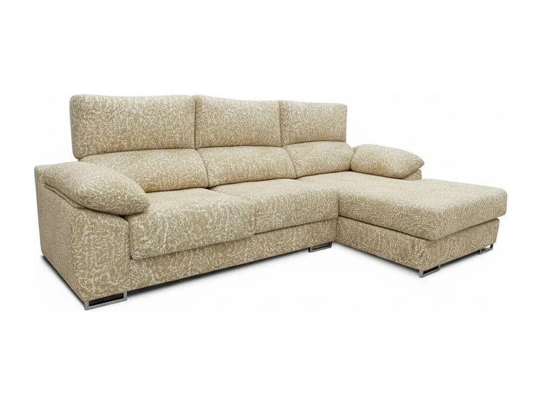 Sofá chaiselongue derecha Paolo 3 plazas con USB tela Opera beige 300 cm