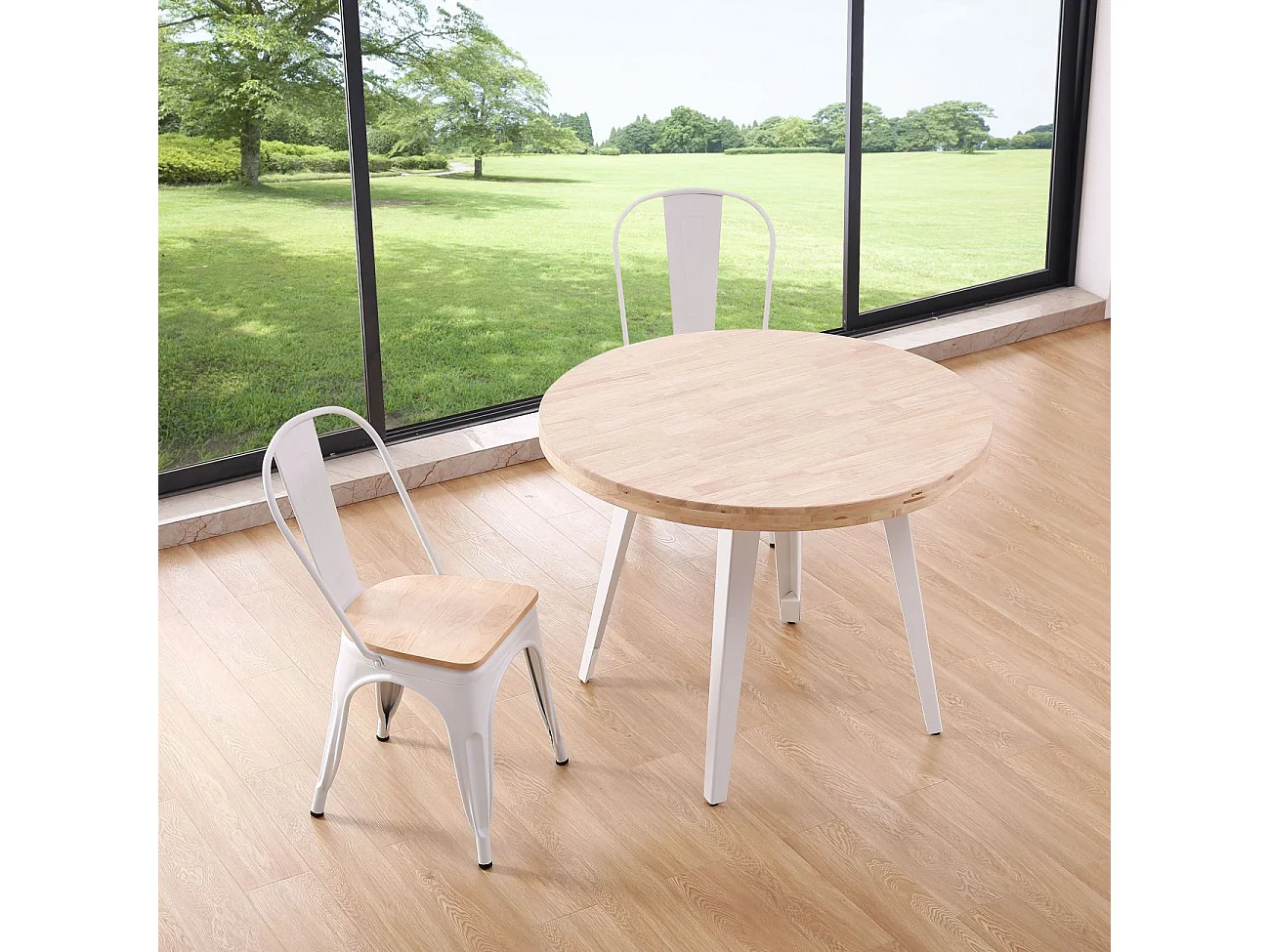 Mesa redonda fixa Berg Roble - Blanco
