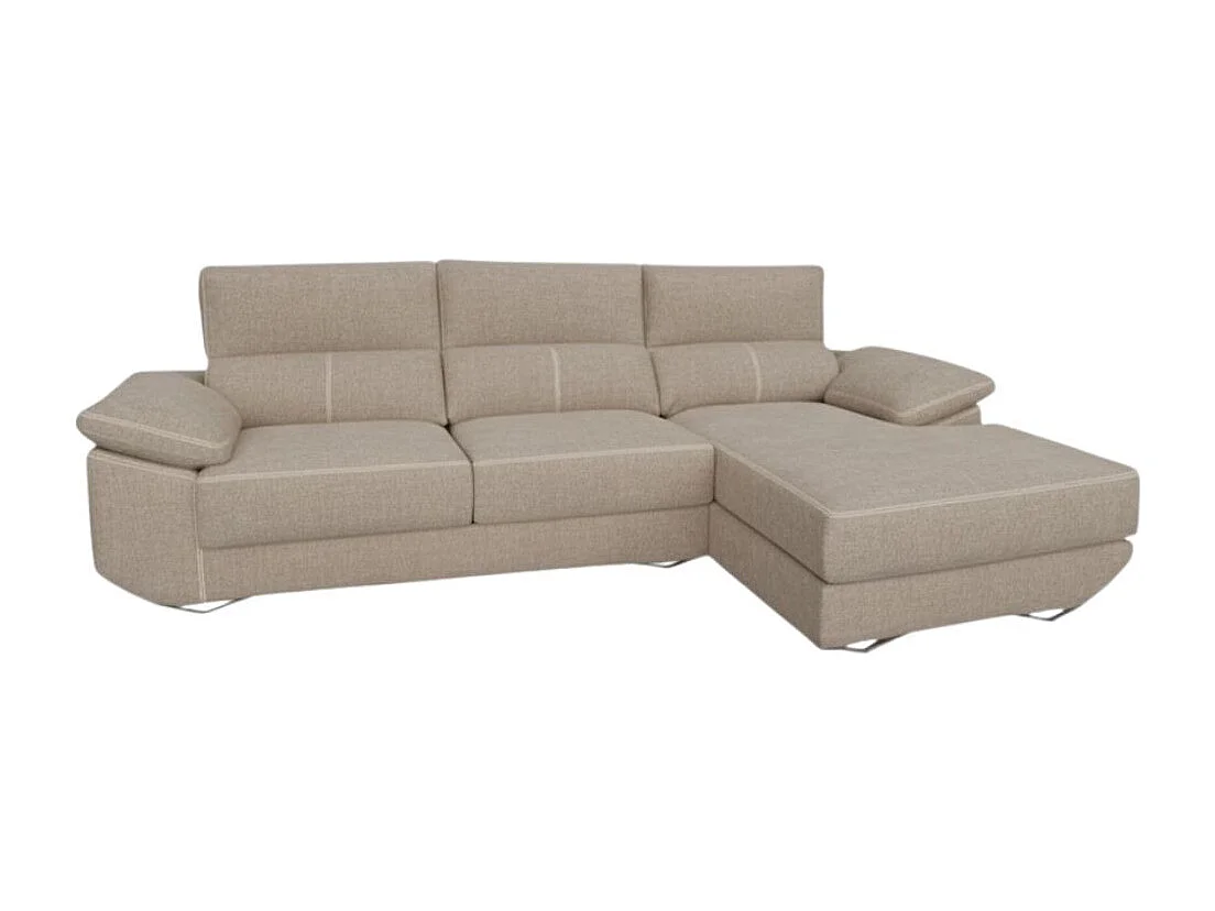 Sofá chaiselongue derecha Danielle 3 plazas tela bronx piedra