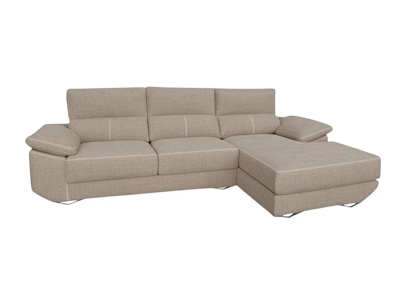 Sofá chaiselongue derecha Danielle 3 plazas tela bronx piedra