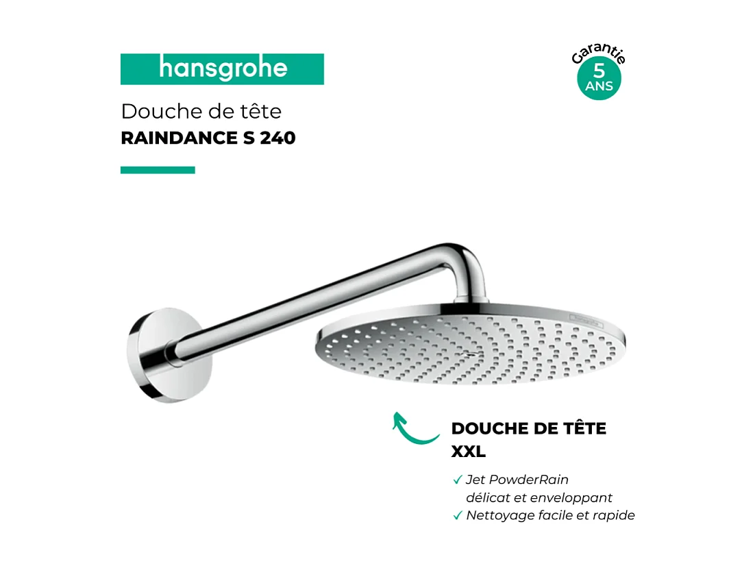 Douche de tête HANSGROHE Raindance S 240 avec bras de douche chromé