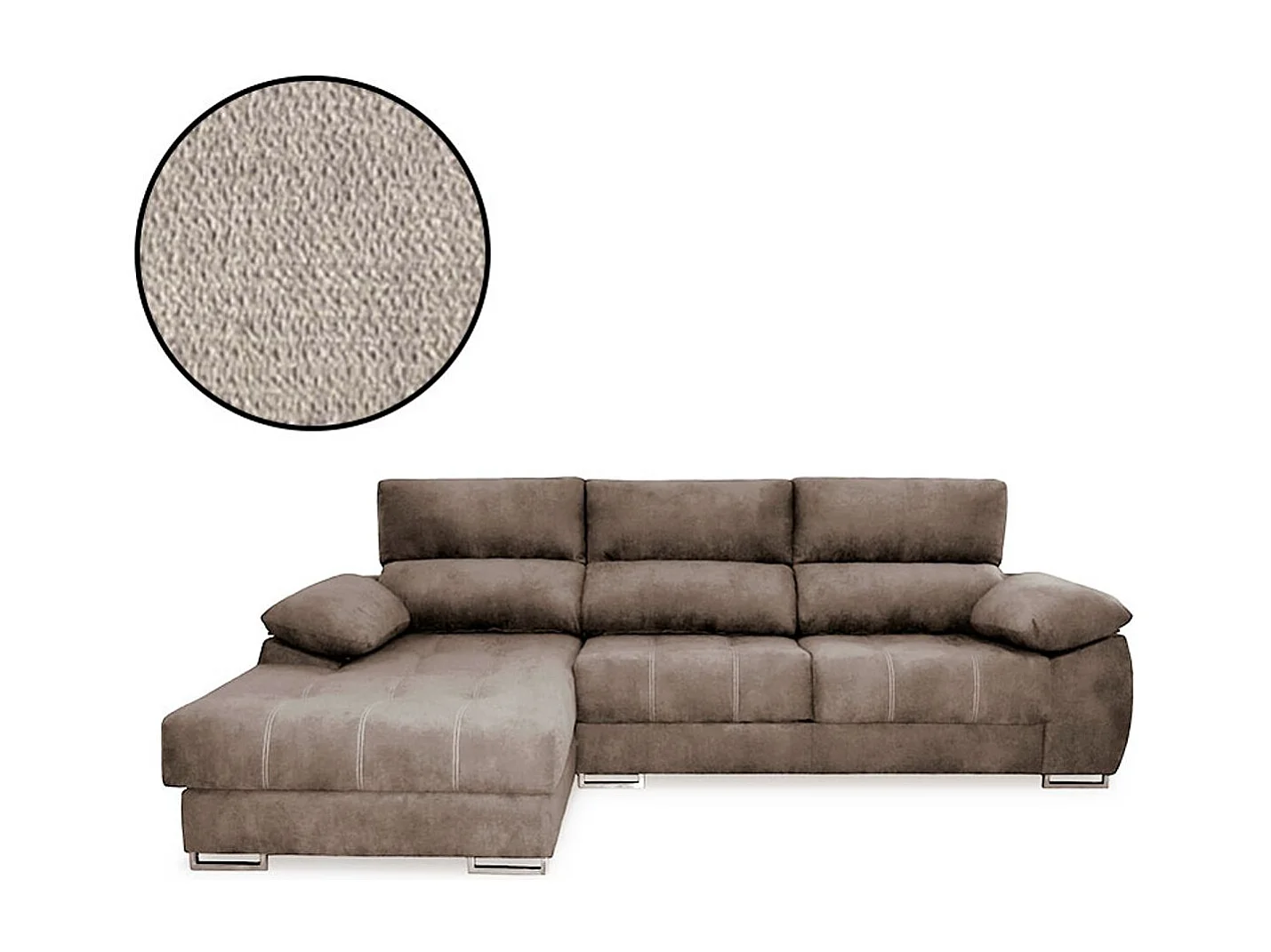 Sofá chaiselongue Paolo con USB vf izquierda bronx gris claro