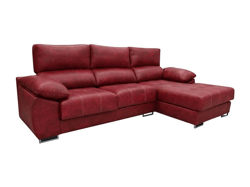Sofá chaiselongue derecha Paolo 3 plazas con USB tela Opera rojo 300 cm