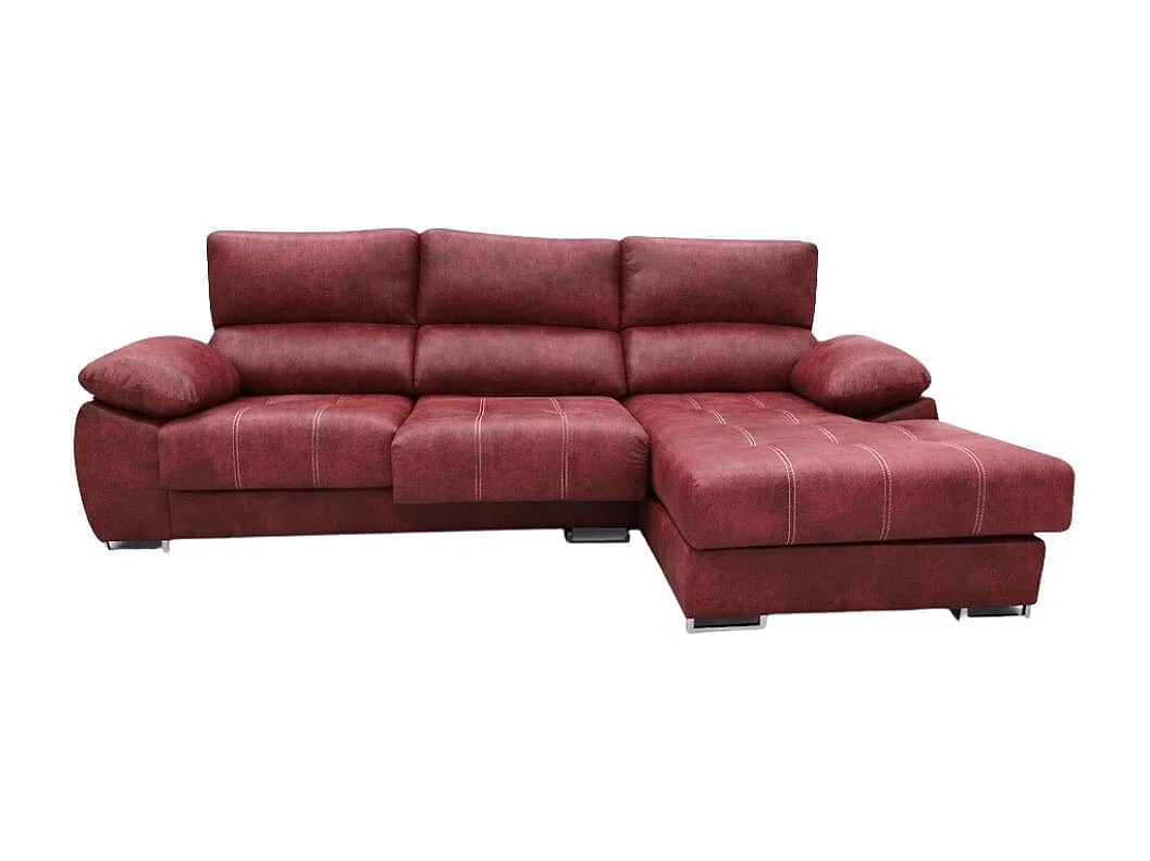 Sofá chaiselongue derecha Paolo 3 plazas con USB tela Opera rojo 300 cm