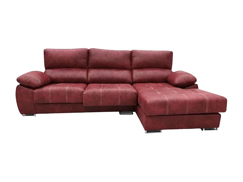 Sofá chaiselongue derecha Paolo 3 plazas con USB tela Opera rojo 300 cm