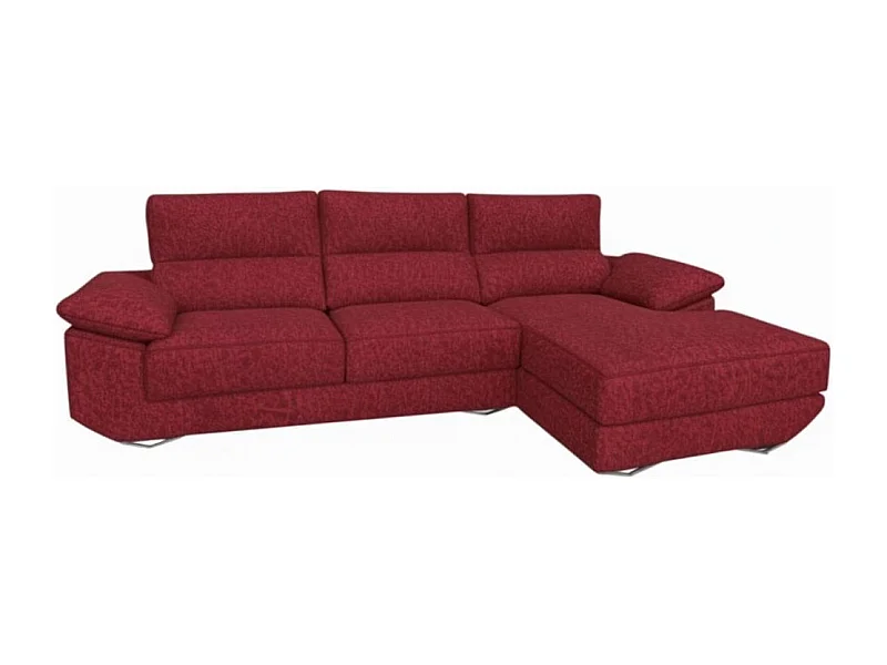 Sofá chaiselongue derecha Danielle 3 plazas tela opera marsala