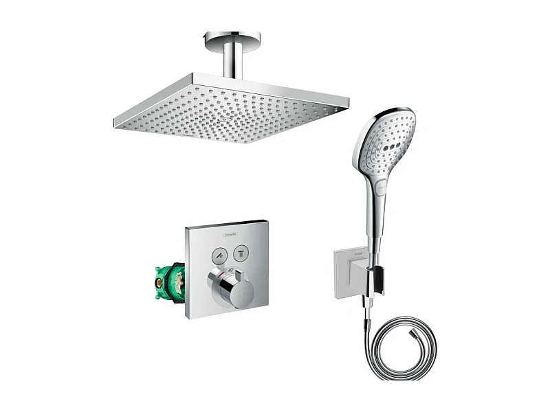 Lot robinet douche encastré thermostatique HANSGROHE ShowerSelect + Douche de tête Raindance E 300 fixation plafond