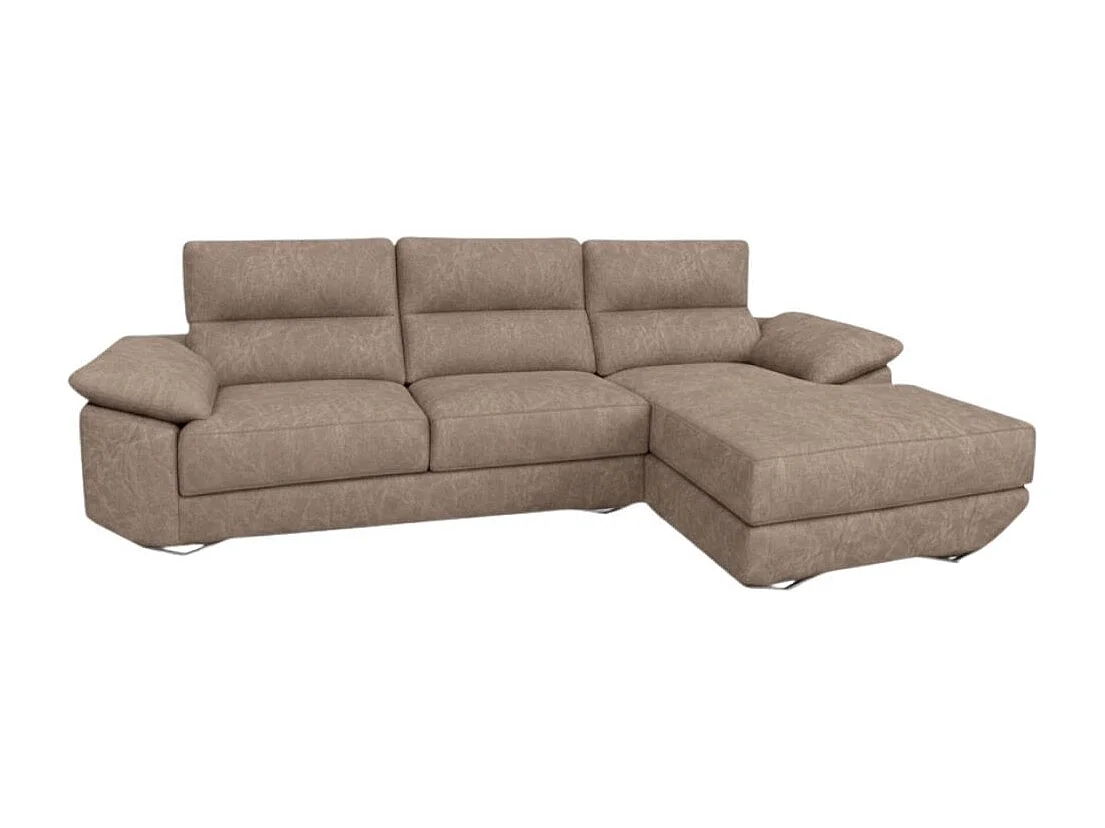 Sofá chaiselongue derecha Danielle 3 plazas tela opera gris claro