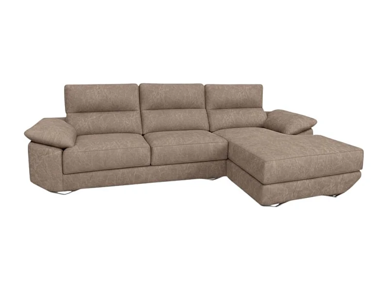 Sofá chaiselongue derecha Danielle 3 plazas tela opera gris claro