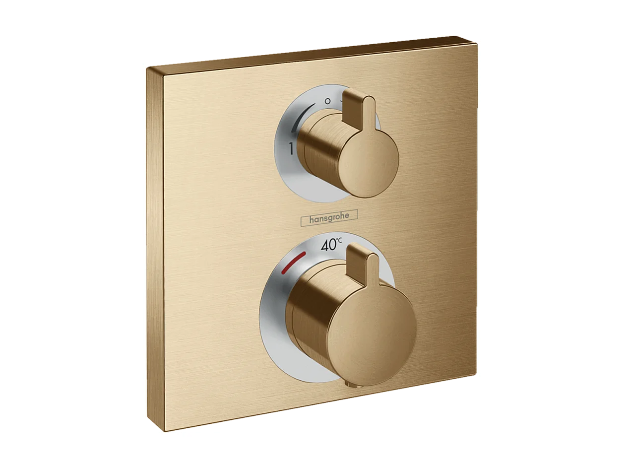 HANSGROHE Frontal para mezclador termostático de empotrar Ecostat Square con válvula de cierre y desviador bronce cepillado