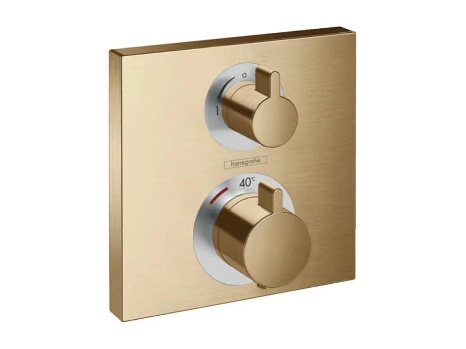 HANSGROHE Façade pour mitigeur thermostatique encastré Ecostat Square avec robinet d'arrêt et inverseur bronze brossé