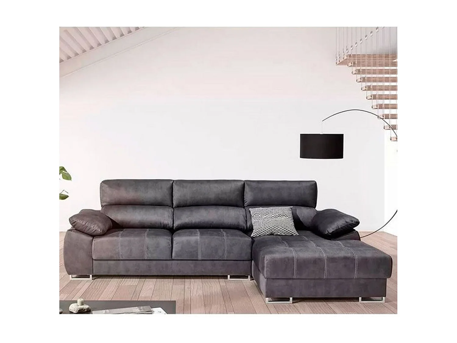 Sofá chaiselongue Paolo con USB vf derecha bronx antracita