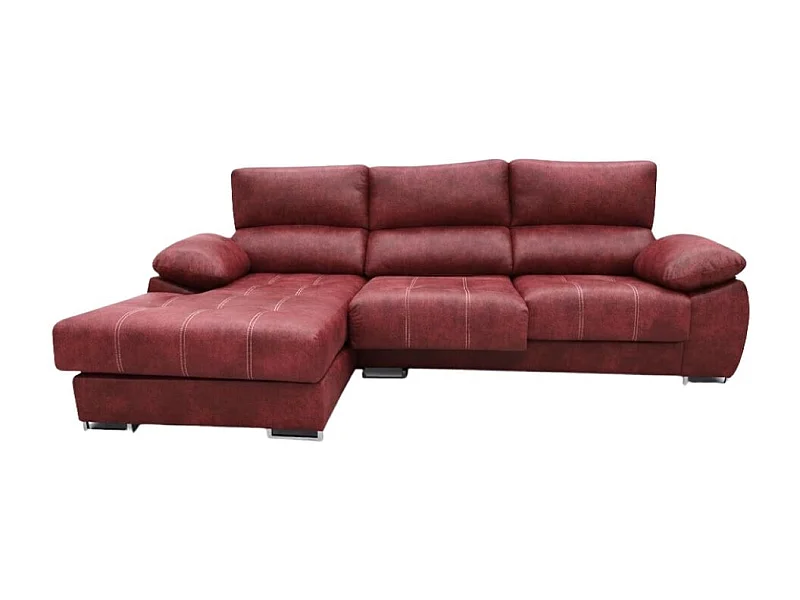 Sofá chaiselongue izquierda Paolo 3 plazas con USB tela Opera rojo 300 cm