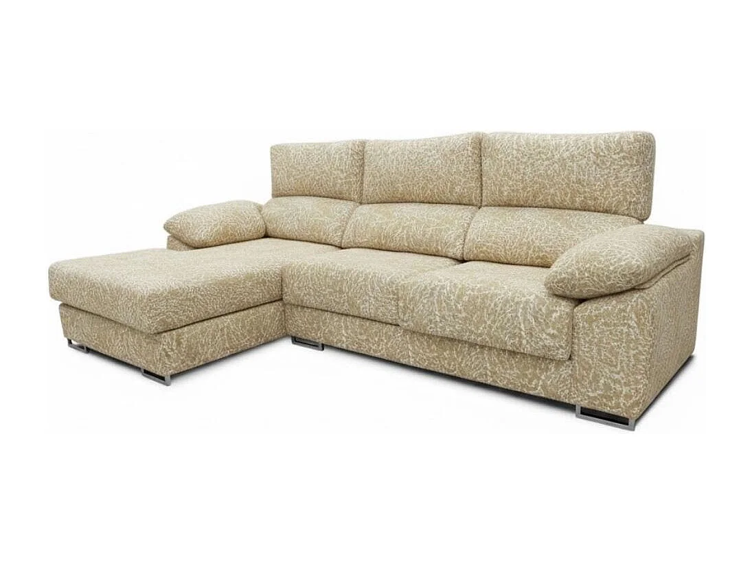 Sofá chaiselongue izquierda Paolo 3 plazas con USB tela Opera beige 300 cm
