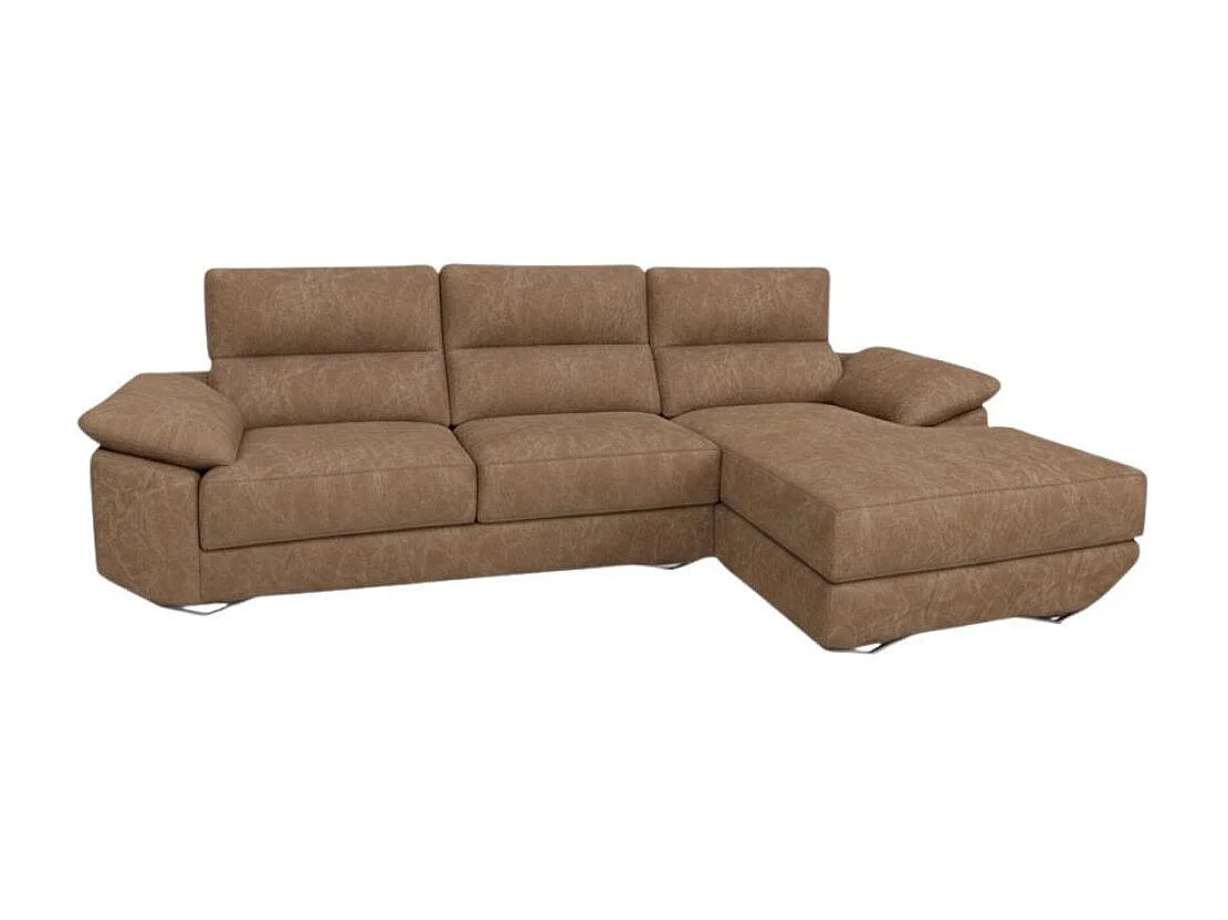 Sofá chaiselongue derecha Danielle 3 plazas tela opera piedra